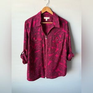 MICHAEL Michael Kors Pink and Black Paisley Top